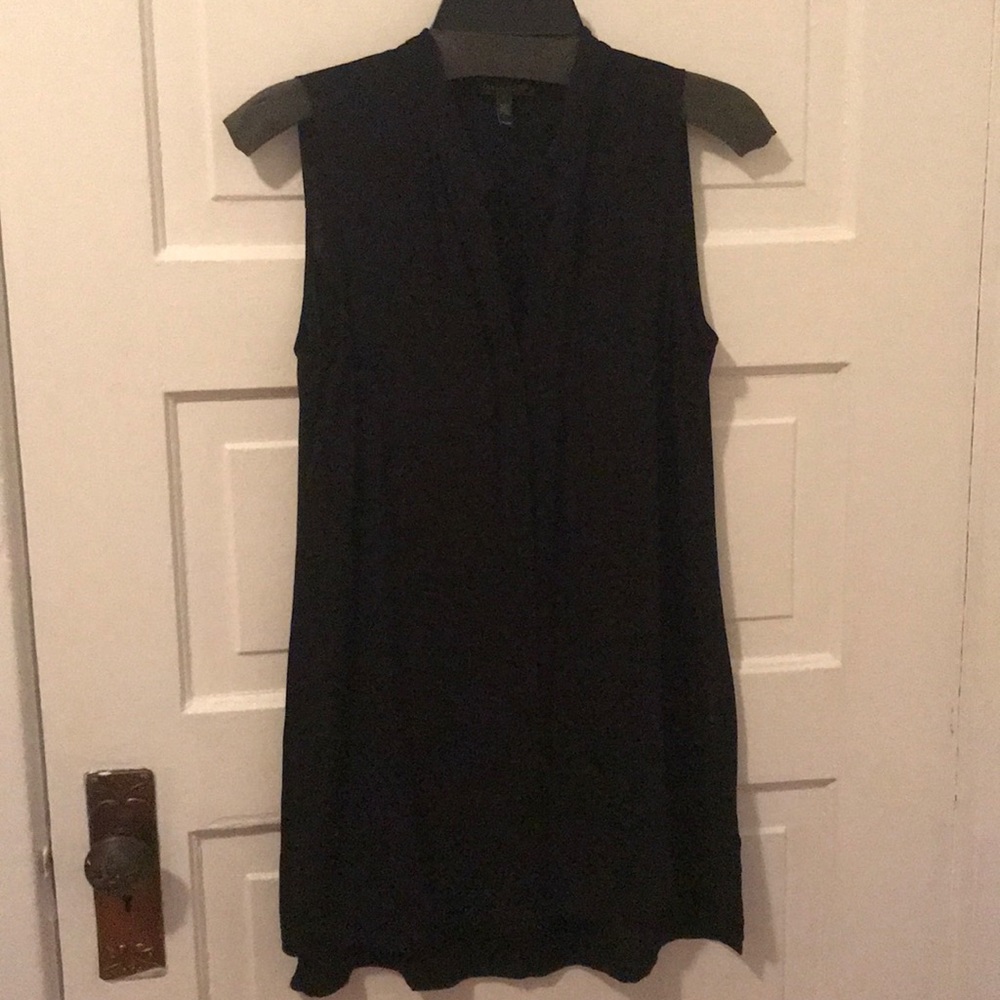 Eileen Fisher black sleeveless silk tunic
